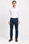 Navy Blue Side Pocket Straight Leg Dobby Slim Fit Cotton Pack Chino Trousers 1003260165