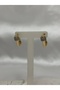 Steel Earrings with Three Rows of Zircon stone embellished - 4