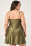Women's Plus Size Khaki V-Neck Lace Detailed Thin Strap Satin Nightgown - 4