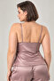 Women's Mink Plus Size Lace-Up Chest Flounce Stylish Satin Shorts Set - 3