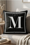 Lettered Throw Pillow Case - Letter M - 43x43 Cm