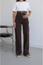 Brown Ribbed Belted Jeans - 5