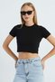Basic Crew Neck Crop T-Shirt - 5