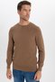 Men's Standard Fit Regular Cut Crew Neck Honeycomb Patterned Dark Mink Sweater - 6