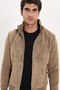 Men's relax fit casual cut stand collar zippered lined suede look knitwear mink coat with sleeve pockets - 8