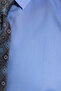 Men's Slim Fit Non-Iron Cotton Long Sleeve Tie Collar Blue Shirt - 7
