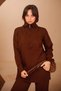 Women's Half Zipper Wide Collar Hijab 2-Piece Knitwear Set 4816 Brown - 2