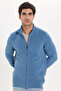 Men's Slim Fit Slim Fit Print Half Turtleneck Zip-Up Indigo Color Cardigan - 5