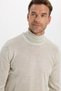 Slim Fit Full Collar Solid Wool Gray Men's Knitwear Sweater - 6