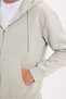 Unisex Relax Fit Comfortable Cut Cotton Fleece Inside Double Pocket Zippered Stone Color Hooded Sweatshirt - 5