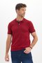 Men's Slim Fit Slim Fit 100% Cotton Soft Textured Cool Fabric Solid Pique Burgundy Polo Neck T-Shirt - 3