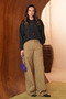 Women's Crew Neck Loose Cut Basic Jazz Yarn Knitwear Tunic 8619 Smoked - 4
