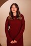 Women's Vertical Geometric Embossed Knitted Patterned Maxi Knitwear Dress 8508 Claret Red - 2