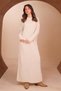 Women's vertical geometric embossed knit maxi dress 8508 ecru - 6