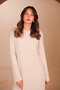 Women's vertical geometric embossed knit maxi dress 8508 ecru - 3