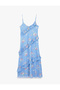 Slim Fit Ruffle Detail Spaghetti Strap Striped Floral Midi Dress - 2