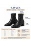 Women's Black Stretch Pointed Toe Center-Stitched Heeled Boots - 2