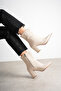 Women's Pointed Toe Thick Heel Side Zipper Heeled Boots - 4