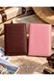 2-Piece Leather Gofre Passport Cover Brown Pink - 3