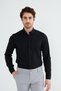 Black Slimfit Cotton Oxfort Lycra Collar Buttoned Long Sleeve Men's Shirt G490 - 4