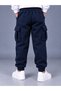 Unisex Children's Dark Blue Cargo Pocket Sweatpants 3-Strand Shardoon Fabric (Thick-Winter) - 6