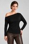 Soft Viscose Fabric Wide Boat Neck Long Sleeve Blouse - 3