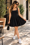 Black Fitted Molded Ballerina Dress with Ruffles at Hem Sleeveless Mini Casual Summer Stylish Dress