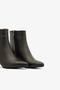 Women's Black Genuine Leather Boots Zippered Short Heeled Boots - 4