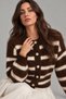 Ryvan Women's Striped Buttoned Soft Textured Knitwear Cardigan - 3