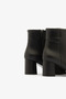 Women's Black Genuine Leather Boots Zippered Short Heeled Boots - 6