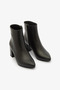 Women's Black Genuine Leather Boots Zippered Short Heeled Boots - 2