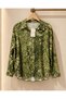 Women's and Men's Collar Buttoned Green Snake Pattern Long Sleeved Pajama Set - 3