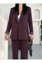 Blazer Jacket Wide-Leg Pants Set - 3