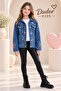 Girl's Floral Embroidered Denim Jacket-Denim Jacket/Denim Coat-Denim Coat - 2