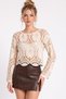 Stone Women's Crew Neck Lace Knit Seasonal Perforated Knitwear Blouse - 3