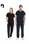 Black Team Terry Cotton Unisex Bat Sleeve Nurse and Doctor Uniform Set Scrubs Hospital Uniform