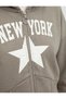 Slim Fit Brushed Long-Sleeve Hooded Zippered Corset-Detail Printed Sweatshirt - 5
