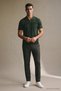 Men's Trend Green Polo Collar Knitwear T-Shirt