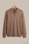 Men's Plus Size Basic Brown Zippered Sweatshirt - 5