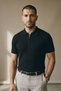Men's Trendy Striped Black Polo Collar Knitwear T-Shirt - 5