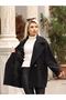 Women's Black Cashmere Coat Oversize - 7