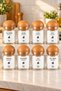 Set of 8 Spice Jars with Wooden Rotary Stand, Wooden Ball Cover and Label - 5