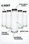 6 Pieces Smoothie Transparent Juice, Soft Drink, Lemonade Bottle Empty Glass Bottle with Black Metal Cap 250 ml