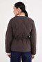 Waterway Patterned Belted Quilted Zippered Coat - 7