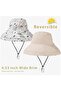 Women's Wide Brim Cotton Sun Hat,Reversible Packable Bucket Hat with Chin Strap and Hat Clip,Beige - 5