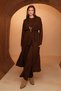 Women's Knitwear Fabric Belted Basic 3-Piece Abaya Set 8617 Brown - 7