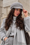 Winter Gray Newsboy Hat |   Women's Newsboy Cap with Knitted Detail - 2