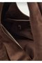 Women's Brown Suede Shopper Hand and Shoulder Bag - Soft Form Vintage Model - 6