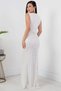 Sequin Sequin Zero Sleeve Double Breasted Collar Long Dress 13358 - 6