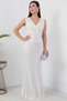 Sequin Sequin Zero Sleeve Double Breasted Collar Long Dress 13358